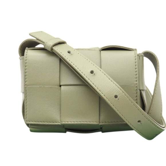 Bottega Veneta Handbags - BOTTEGA VENETA Green Lambskin Leather Intrecciato Shoulder Bag
